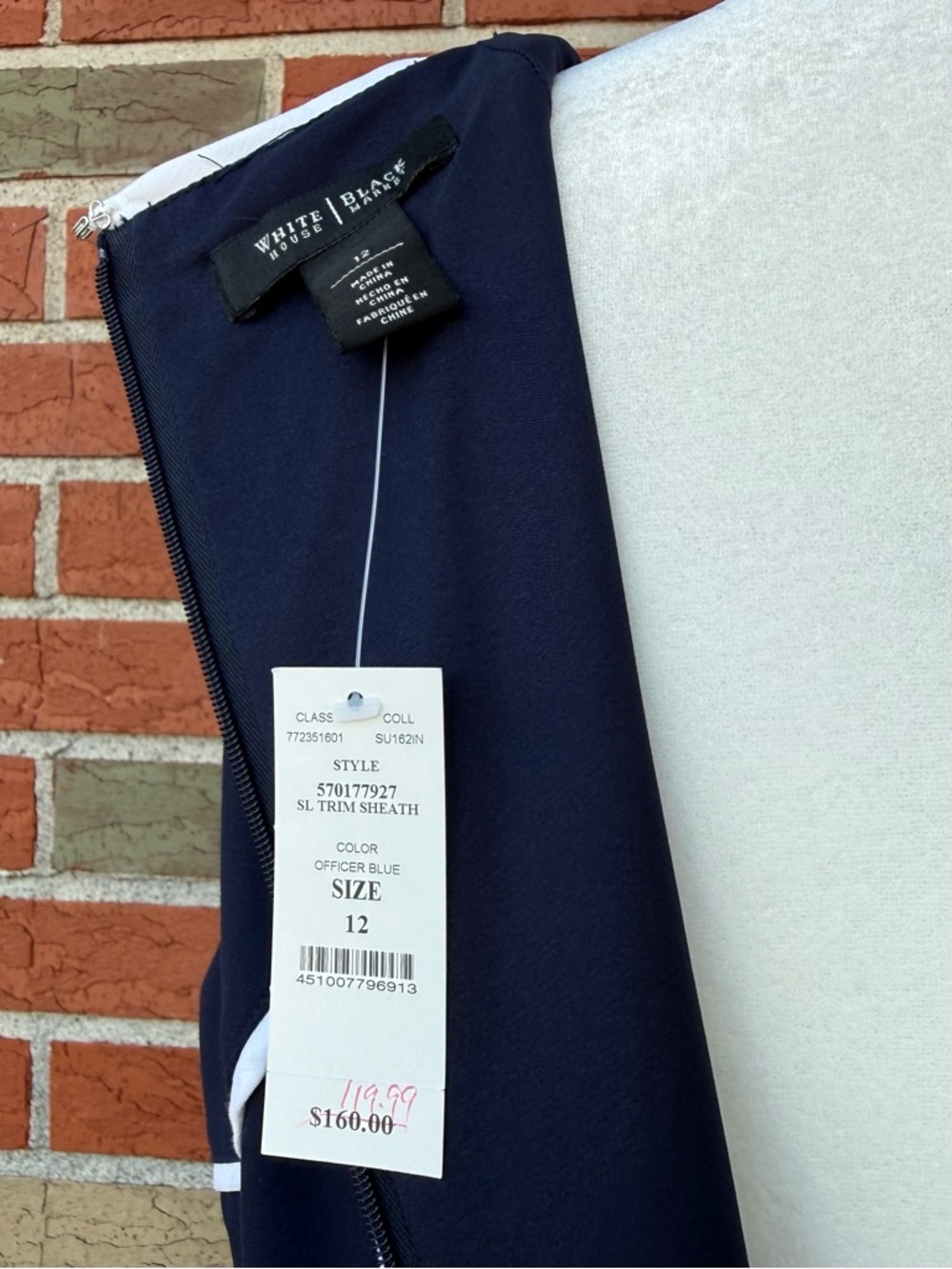 White House Black Market NWT Navy Blue White Sleeveless Sheath Dress 👗 - Picture 9 of 13